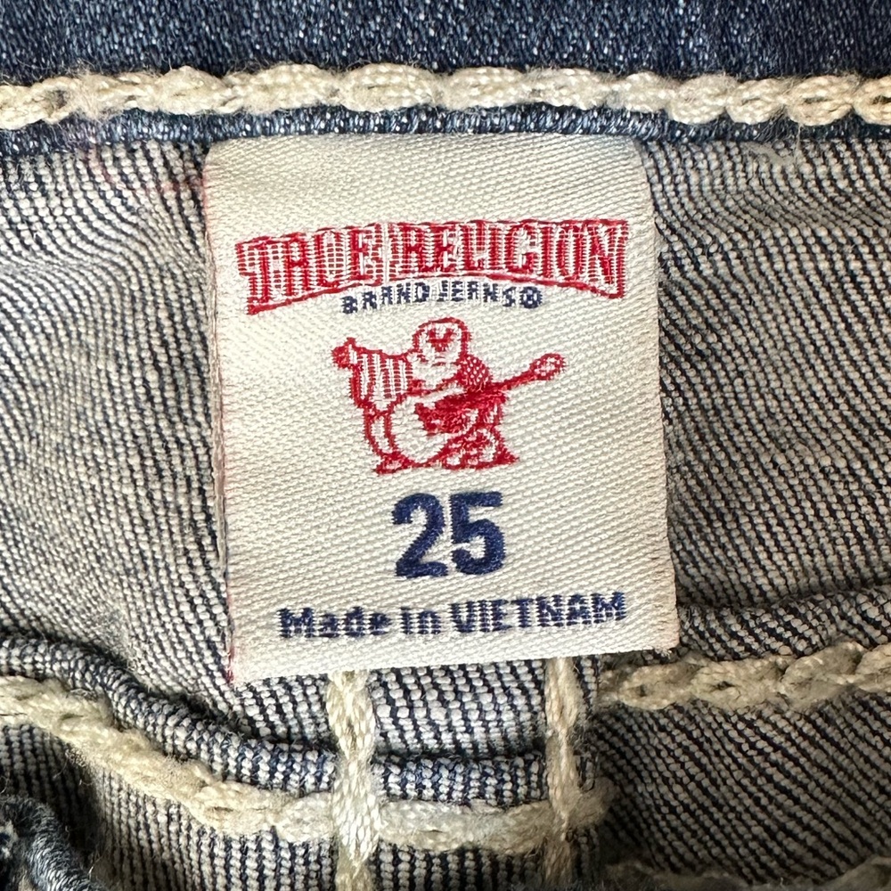 True Religion sz 25 capri skinny jeans distressed Strech - Picture 6 of 10